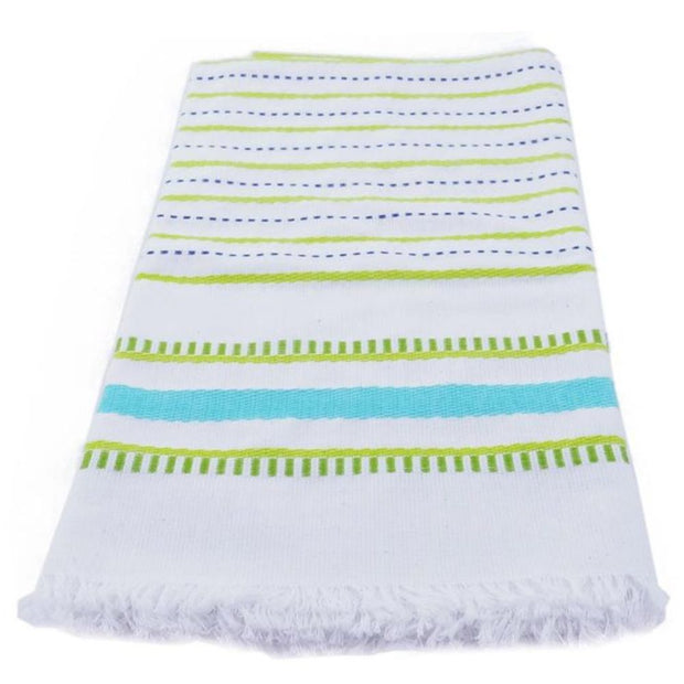 Cotton Kitchen Towel - Aqua Seaside Stripe
