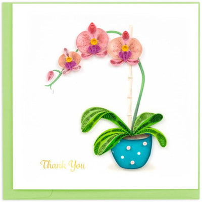 Quilled Potted Orchid Thank You Card with matching envelope
