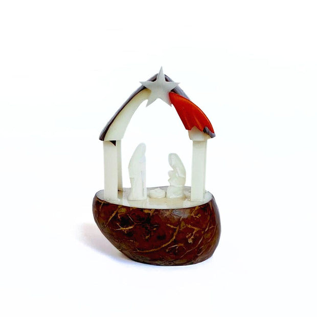 Tagua Nativity Scene in Manger with Shooting Star