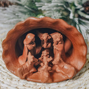 Small Terracotta Shell Nativity closeup