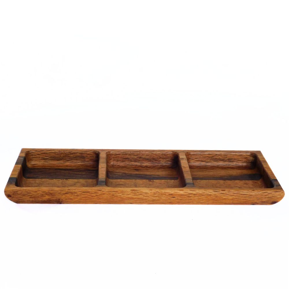 Hand Carved Round Conacaste Wood Tray from Guatemala - Natural Circle