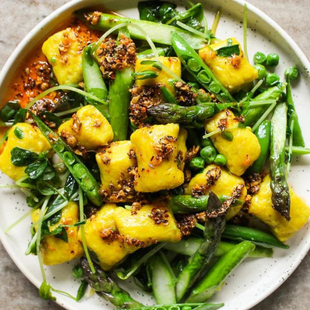 Turmeric Gnocchi with Spring Veggies by Diaspora Co.