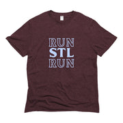 Unisex Short Sleeve Triblend Tee in Wine - RUN STL RUN front