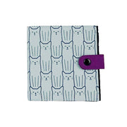 Screen Print Slim Square Wallet - Light Blue Cats closed