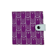 Screen Print Slim Square Wallet - Purple Cats front closed