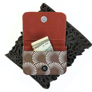 Screen Print Cotton Card Holder Chocolate styled