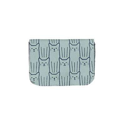 Screen Print Card Holder - Light Blue Cats