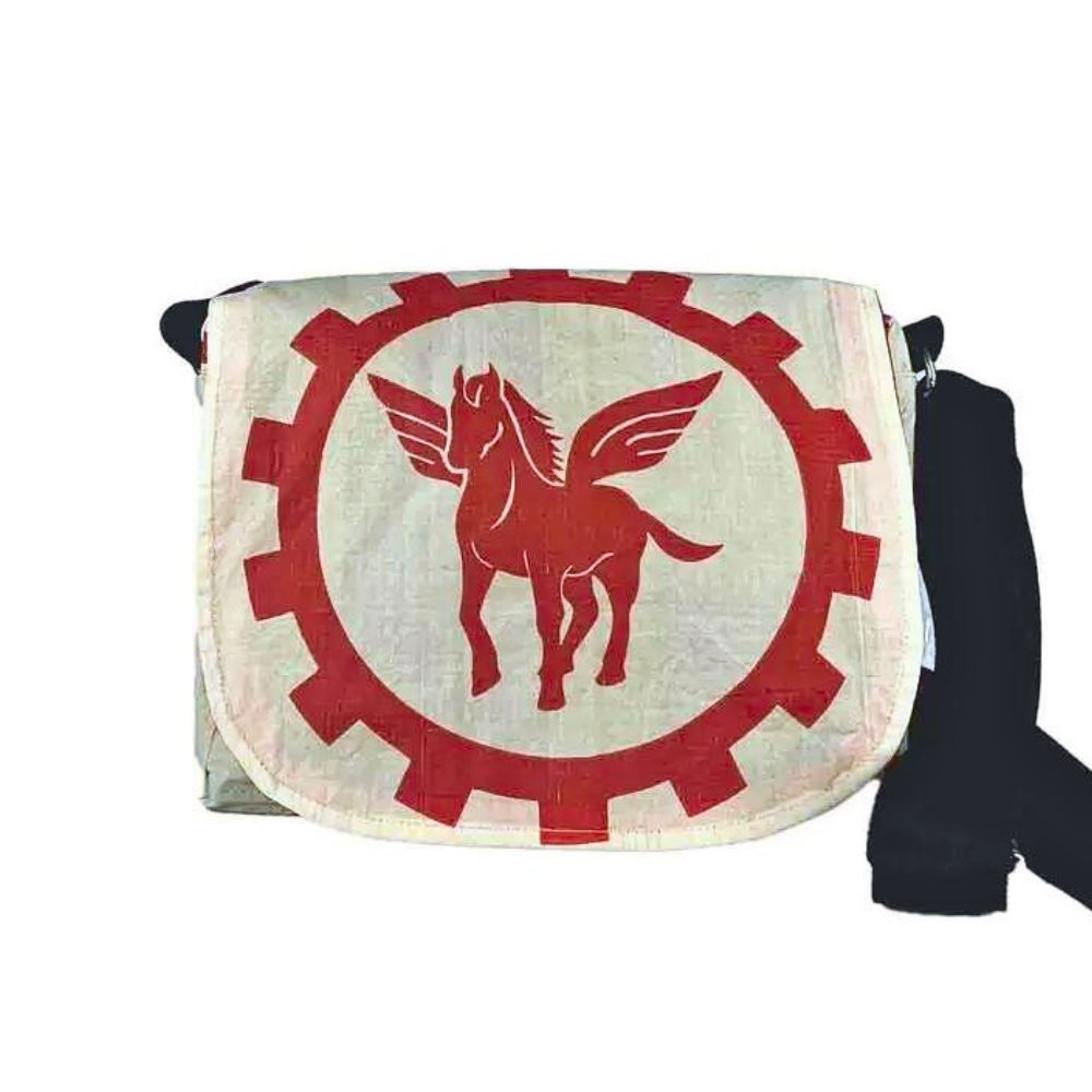 Recycled Cement Sack Small Messenger Bag - Pegasus – Zee Bee
