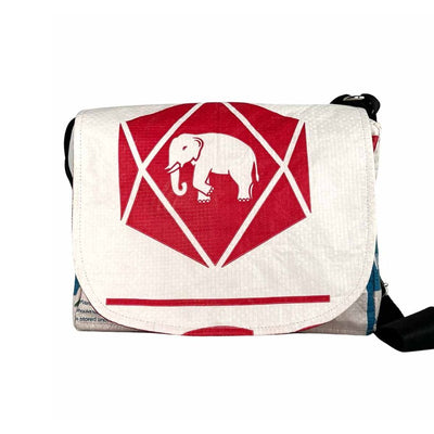 Recycled Cement Sack Small Messenger Bag - Diamond Elephant