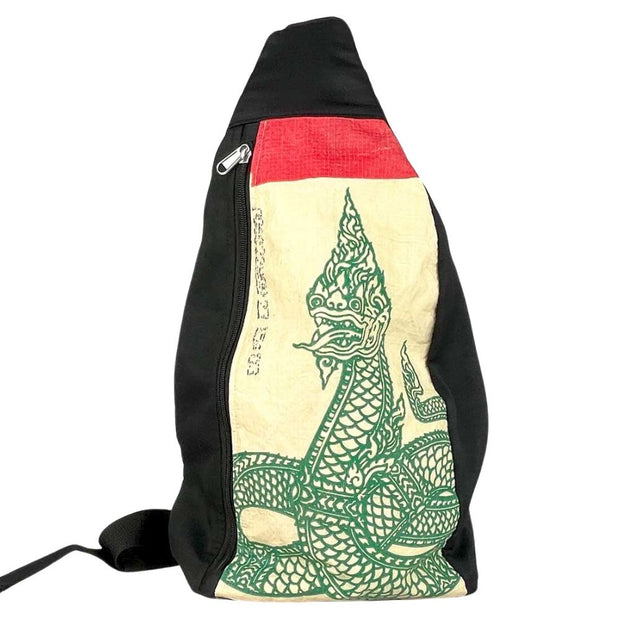 Recycled Cement Sack Sling Backpack - Serpent print