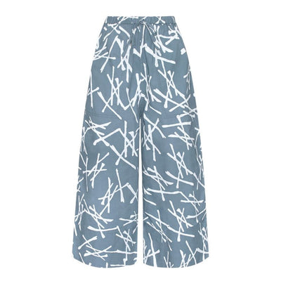Global Mamas Silver Blue Crosshatch Wide Leg Pants