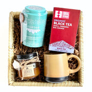 Organic Tea, Honey and Ceramic Mug Gift Basket