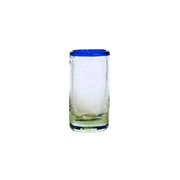 Handblown Recycled Blue Rimmed Tequila Shot Glass