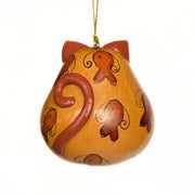 Hand-painted Cat with Goldfish Gourd Ornament back view
