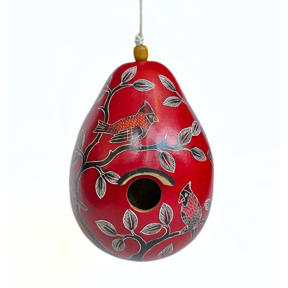Gourd Birdhouse - Cardinals on Tree – Zee Bee Market LLC