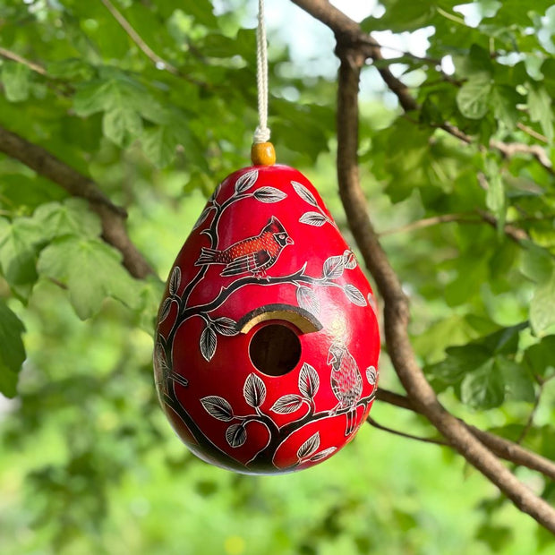 Gourd Birdhouse - Cardinals on Tree lifestyle
