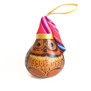 Gourd Ornament -Owl with Santa Hat
