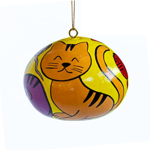 Gourd Ornament with Hand-painted All Over Cats