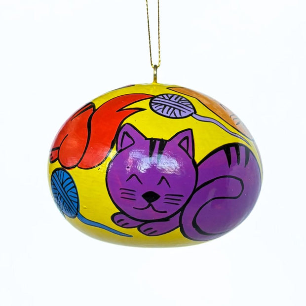 Gourd Ornament with Hand-painted All Over Cats