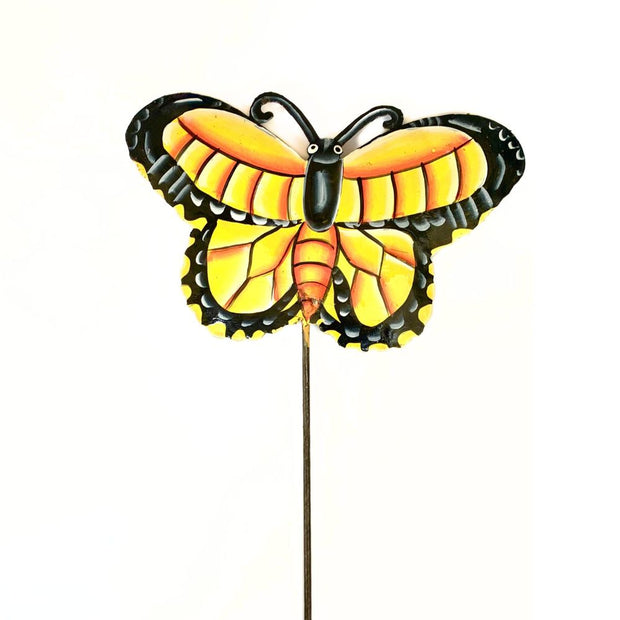 Painted Metal Garden Stake - Butterfly detail