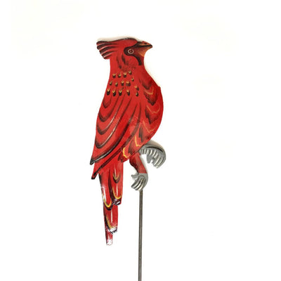 Painted Metal Garden Stake - Cardinal detail