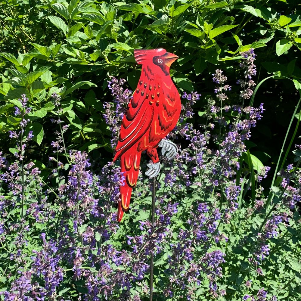 Cardinal on Garden Stake - Garden Home Decor- orders Wild Bird Art - Gift for Mom - Garden Gift