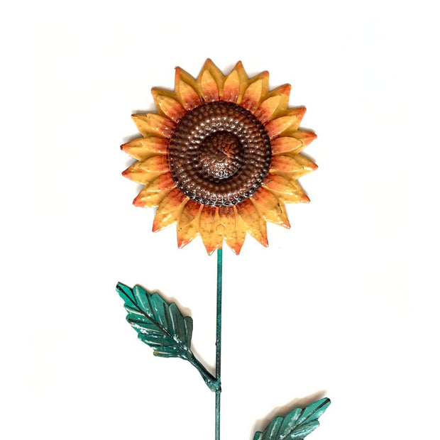 Painted Metal Garden Stake - Sunflower detail