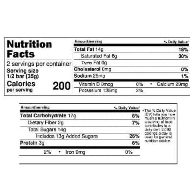 Nutrition Facts for Zotter Hand-Scooped Chocolate 70g Bar - Sweet Christmas Greetings