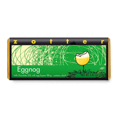 Zotter Hand-Scooped Chocolate 70g Bar - Eggnog in package