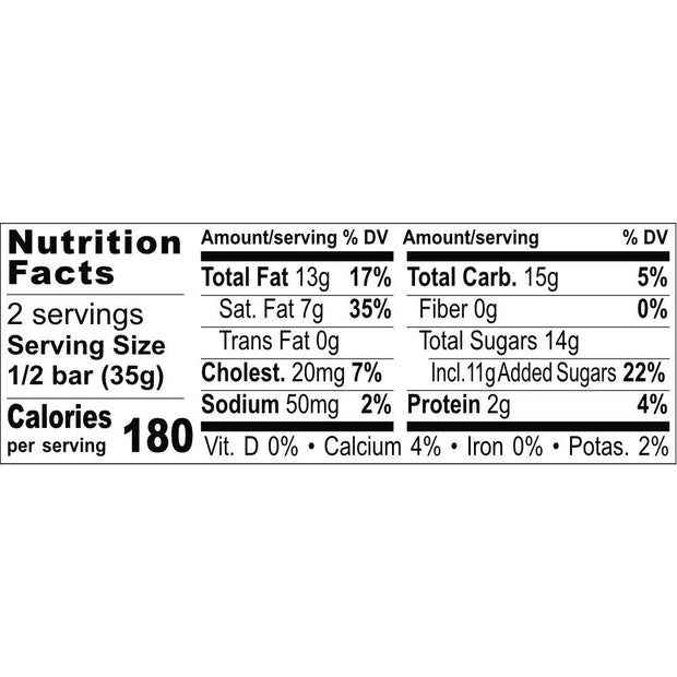 Zotter Hand-Scooped Chocolate 70g Bar - Butter Caramel Nutrition Facts