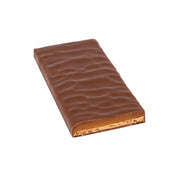 Zotter Hand-Scooped Chocolate 70g Bar - Butter Caramel open showing filling