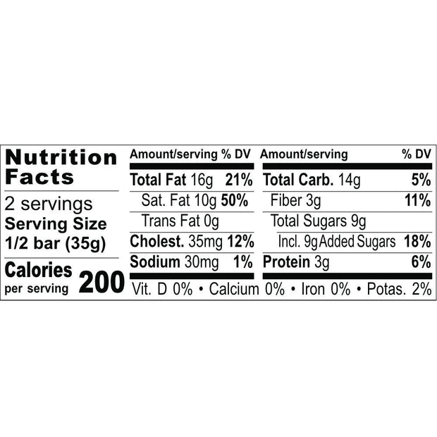 Zotter Hand-Scooped Chocolate 70g Bar - Dark Chocolate Mousse Nutrition Facts