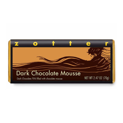 Zotter Hand-Scooped Chocolate 70g Bar - Dark Chocolate Mousse in package