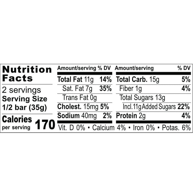 Zotter Hand-Scooped Chocolate 70g Bar - Espresso Macchiato Nutrition Facts