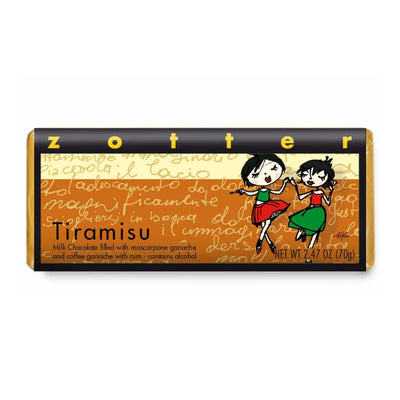 Zotter Hand-Scooped Chocolate 70g Bar - Tiramisu packaged