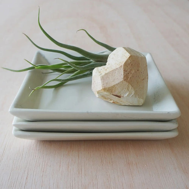 Stack of Square Soapstone Dishes - Natural styled