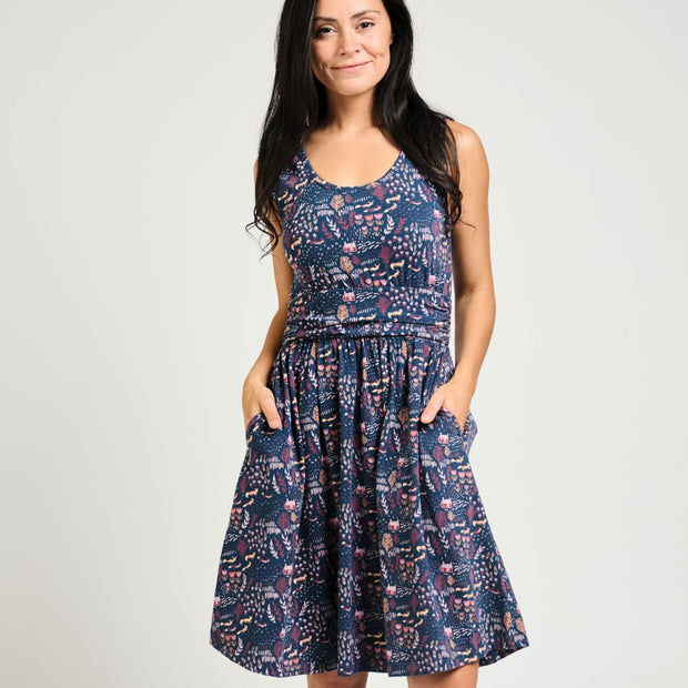 Mata Traders Asheville Dress - Fox Field Blue front view