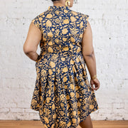 Lucille Plus Size Dress Navy Botanical back view