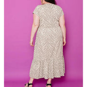 Randi Plus Size Midi Dress Savanna Stripe back view
