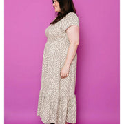 Randi Plus Size Midi Dress Savanna Stripe side view