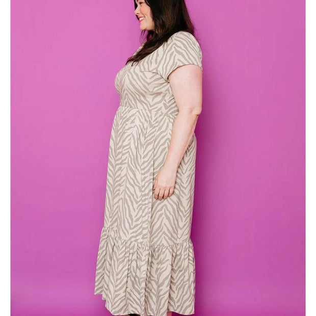 Randi Plus Size Midi Dress Savanna Stripe side view