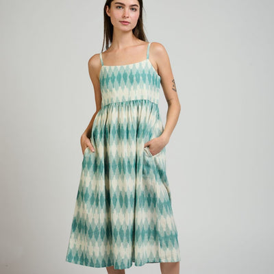 Sofia Midi Dress - Teal Ikat