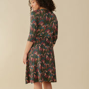 Mata Traders Callie 3/4 Sleeve Wrap Dress - Geo Jewels on model back view