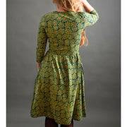 Callie Long Sleeve Wrap Dress Olive Floral back view