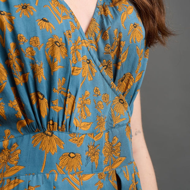 Mata Traders Lucille Dress Teal Floral print detail