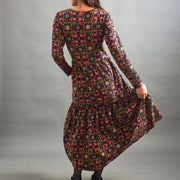 Mata Traders Mirah Long Sleeve Tiered Dress - Mauve Tile on model back view