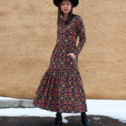 Mata Traders Mirah Long Sleeve Tiered Dress - Mauve Tile on model front view