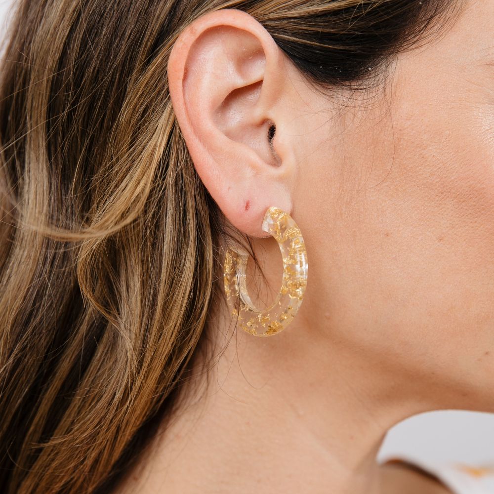 Clear resin hoop earrings hotsell