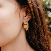 Mata Traders Of Two Minds Stud Earrings on model showing side two