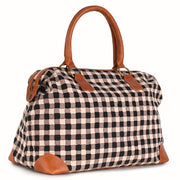 Carryon Weekender Bag in Ink Gingham print side view